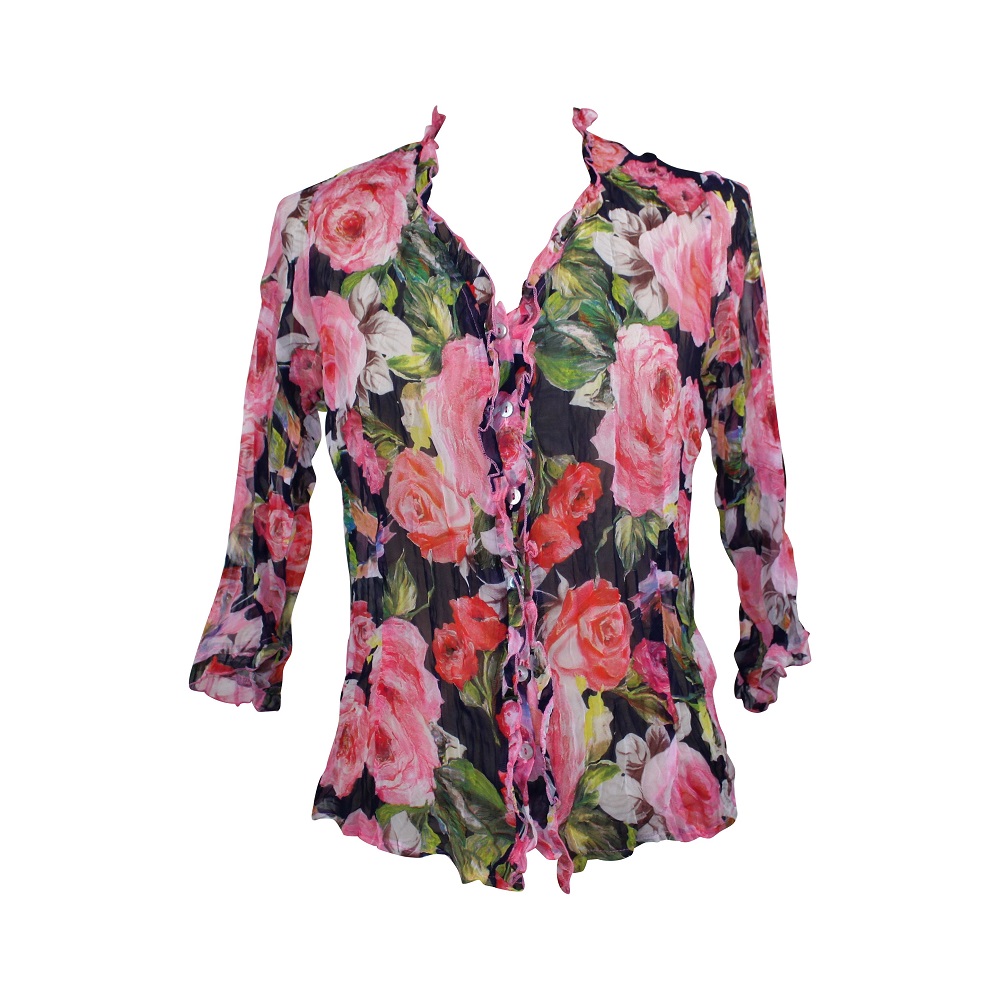 Passport Shirt - Roses on Navy