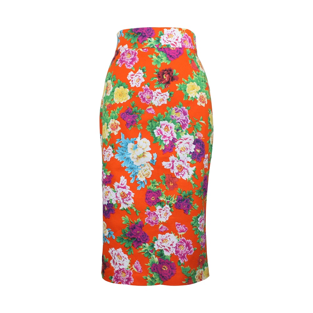 Rosa Pencil Skirt - Tangerine