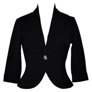 Siren Clothing 50's vintage inspired cropped fitted jacket in black stretch fabric