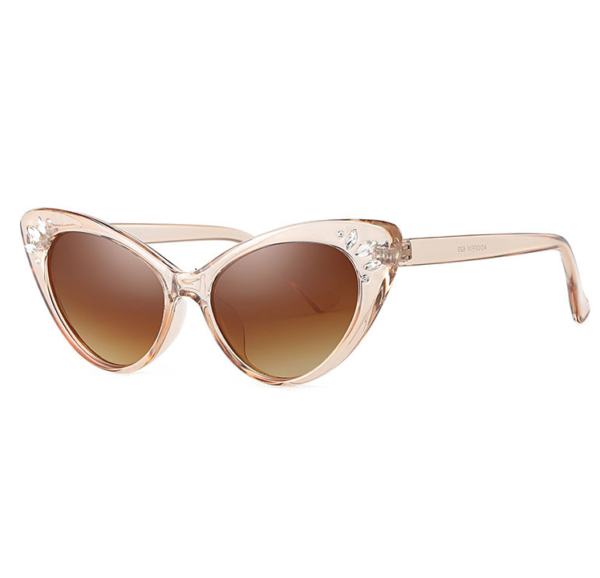 Catseye Sunglasses with diamanté accents in clear golden brown frames