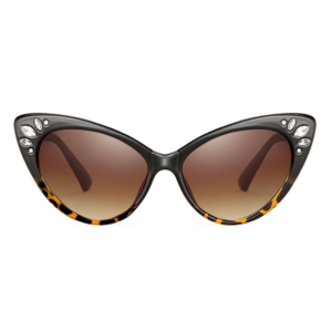 Catseye Sunglasses with diamanté accents in tortoiseshell frames, front view