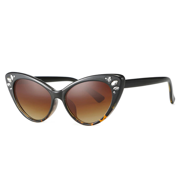 Catseye Sunglasses with diamanté accents in tortoiseshell frames