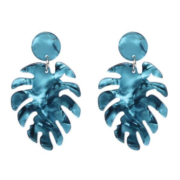 Pearlised Monstera Leaf Earrings - Image 3