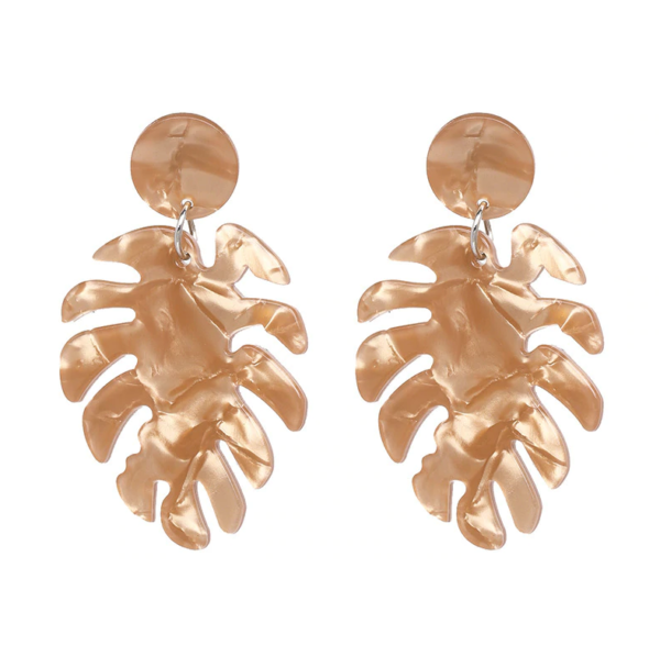 Pearlised Monstera Leaf Earrings - Image 2