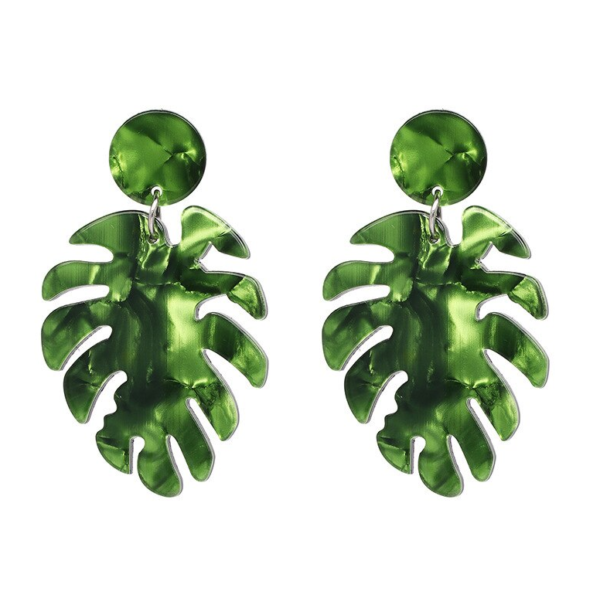 Pearlised Monstera Leaf Earrings