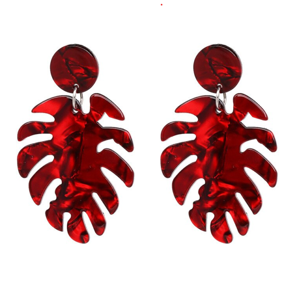 Pearlised Monstera Leaf Earrings - Image 4