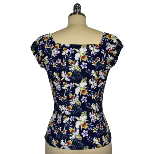 Carmen Top - Orchids on Navy - Image 2