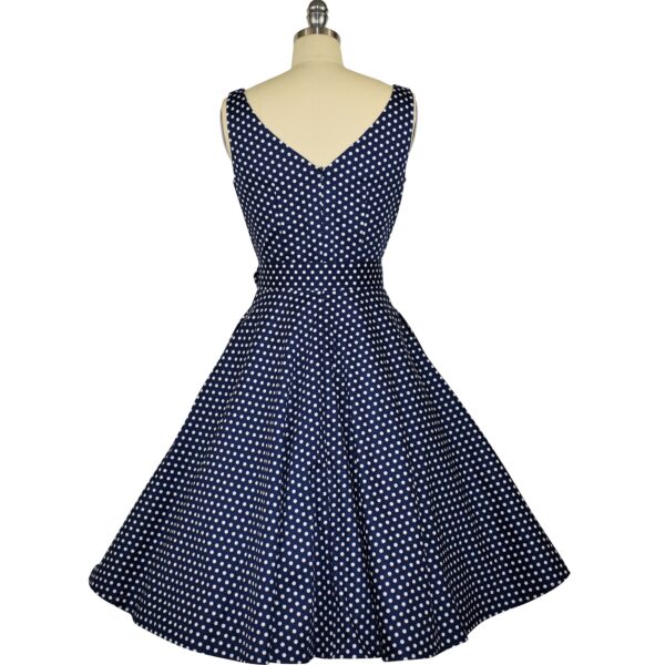 Belle Swing Dress - Navy Polka Dot - Image 4
