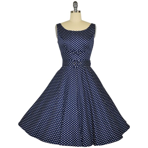 Belle Swing Dress - Navy Polka Dot