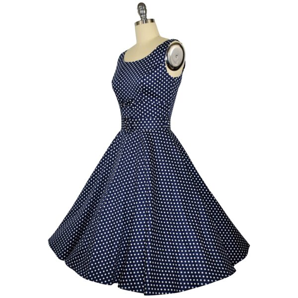 Belle Swing Dress - Navy Polka Dot - Image 3