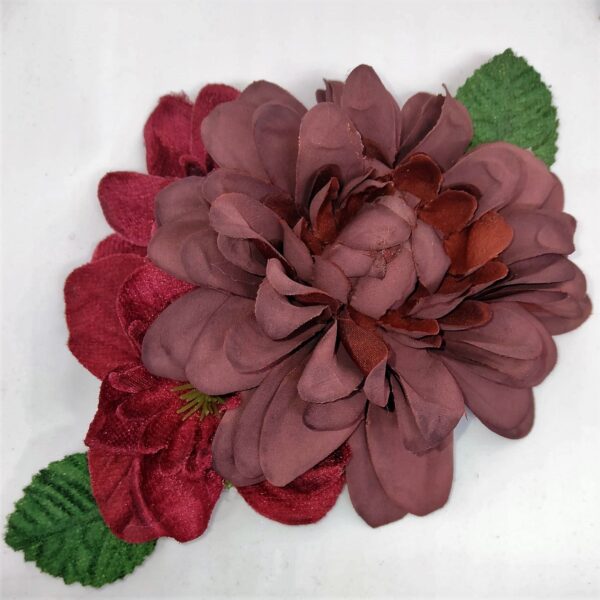 Dahlia & Velvet Flowers Hair-clip Brooch - Image 2