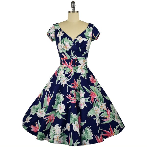 Paris Swing Dress with Cap Sleeves - Hot Summer Night