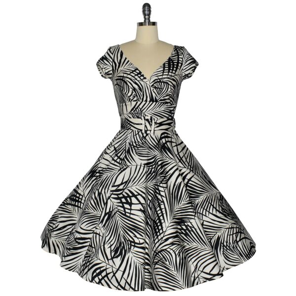Paris Swing Dress with Cap Sleeves - Palm Shadow