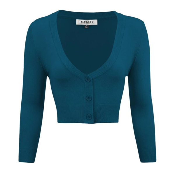 MAK Cropped Cardigan - Teal Blue