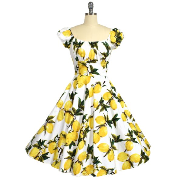 Natasha Swing Dress - Lemon Blossom on White