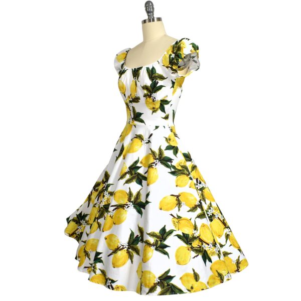 Natasha Swing Dress - Lemon Blossom on White - Image 3