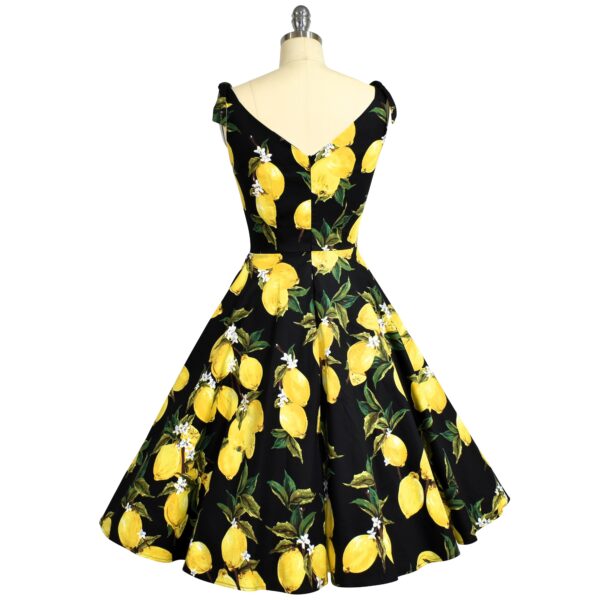 Riviera Swing Dress - Lemon Blossom on Black - Image 4