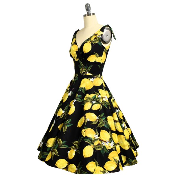 Riviera Swing Dress - Lemon Blossom on Black - Image 3