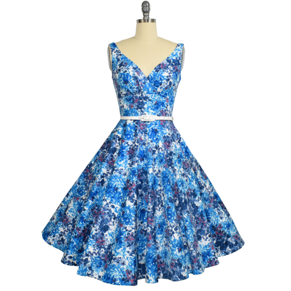 Paris Swing Dress - Blue Chrysanthemum - Image 2