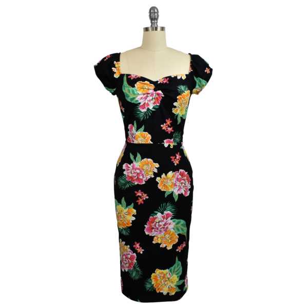 Vegas Pencil Dress - Midnight Blooms