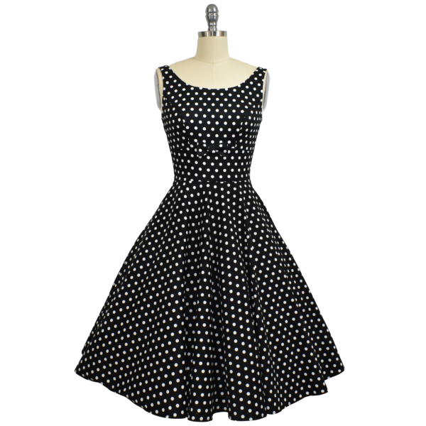 Belle Swing Dress - Black Polka Dot