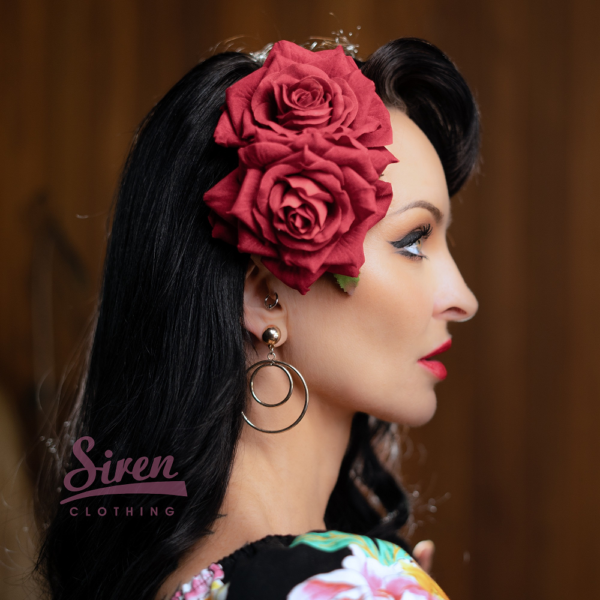 Double Velvet Rose Hair-clip - Medium