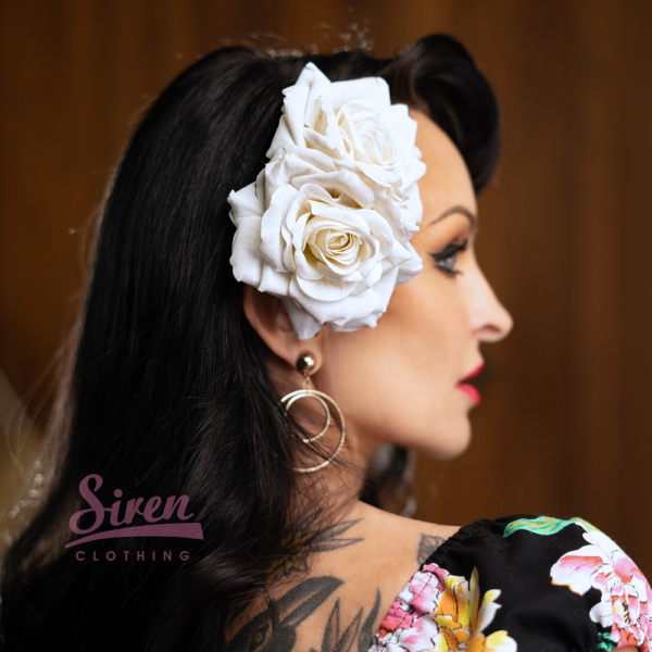 Double Velvet Rose Hair-clip - Medium - Image 6