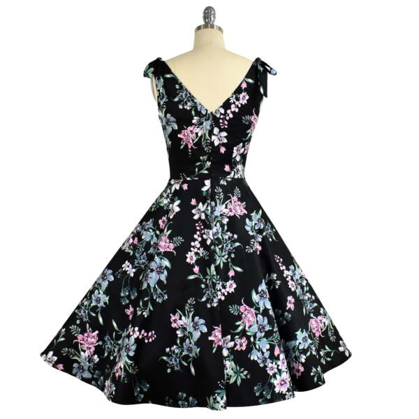 Riviera Swing Dress - Soft Floral on Black - Image 5
