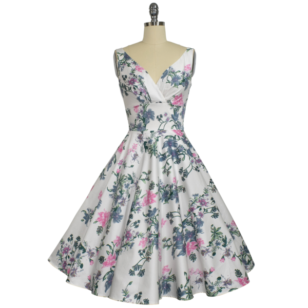 Birdie Swing Dress - Soft Floral on White